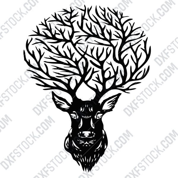 DXF CNC dxf for Plasma Laser Saw Deer  Cut Ready Vector CNC file for plasma 