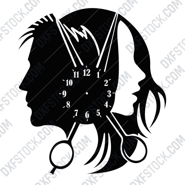 Hair Salon Clock Eps Ai Svg Dxf Cdr Dxf Stock Free Dxf File Downlads Cuttable Designs Cnc Cut Ready Diy Home Decor