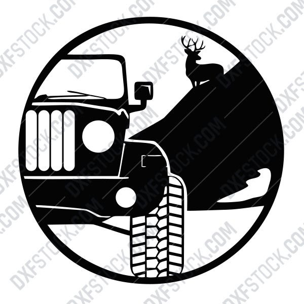 Jeep And Whitetail Design Files Eps Ai Svg Dxf Cdr Dxf Stock Free Dxf File Downlads Cuttable Designs Cnc Cut Ready Diy Home Decor