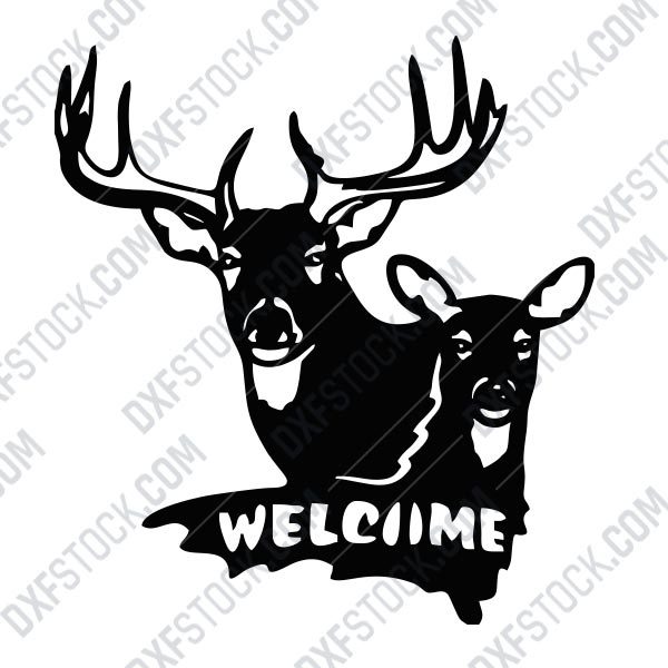 CNC Vector template DXF CDR EPS AI Files for Plasma Laser Cut Deer 