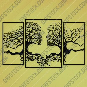 Wall art Vectors - Abstract Kiss Tree - SVG DXF EPS AI CDR