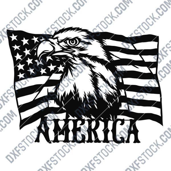 American Flag Eagle Design files - DXF SVG EPS AI CDR