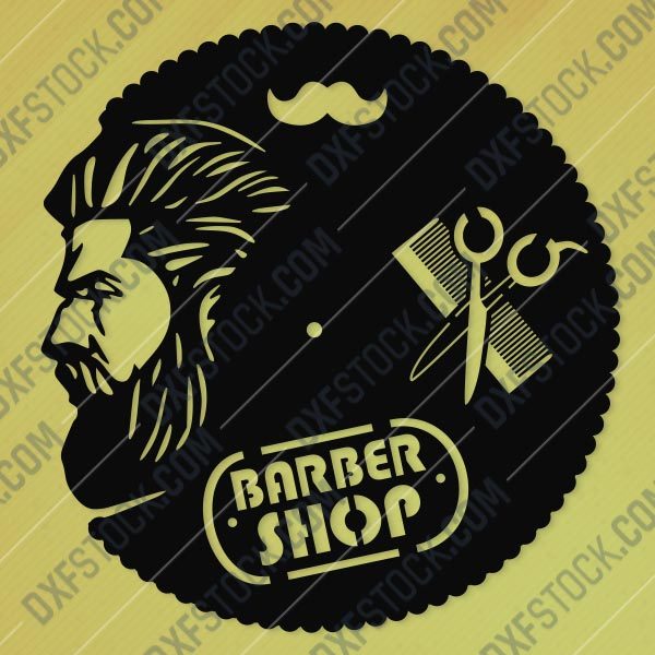 Barbershop Wall Clock Design file - DXF SVG EPS AI CDR