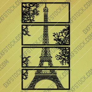 Wall art Vector - Design Pattern Eiffel Tower - SVG DXF EPS AI CDR