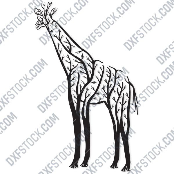 Giraffe Tree Art Vector Design file - EPS AI SVG DXF CDR