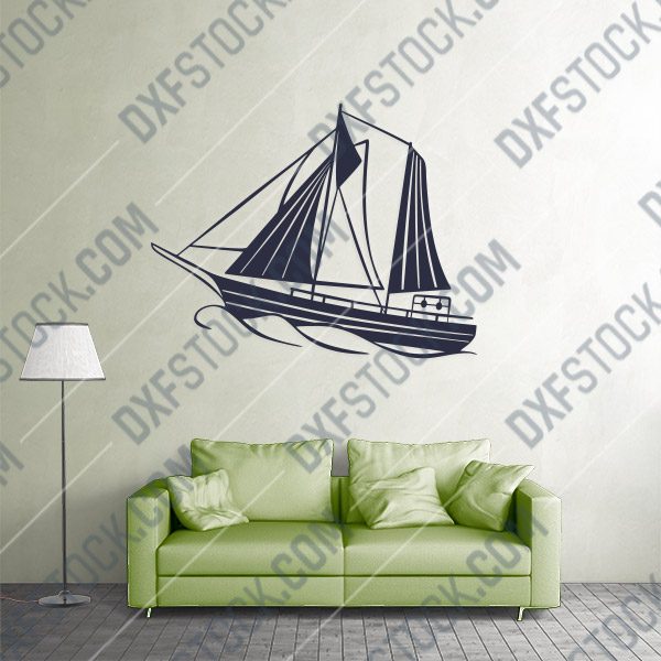 Sailboat Modern Steel Wall Art Vector Design file - DXF SVG EPS AI CDR