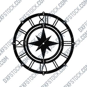 Compass Wall Clock Sailor Design file - DXF SVG EPS AI CDR