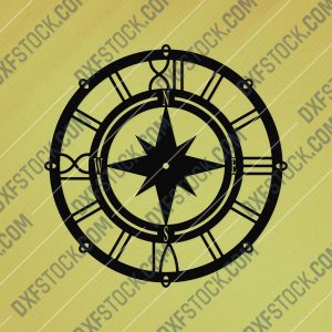 Compass Wall Clock Sailor Design file - DXF SVG EPS AI CDR