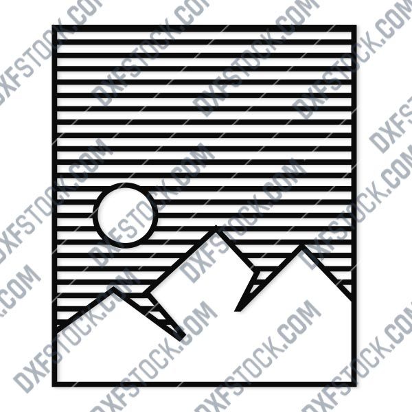 Mountain Stripes Wall Art Vector Design files - DXF SVG EPS AI CDR