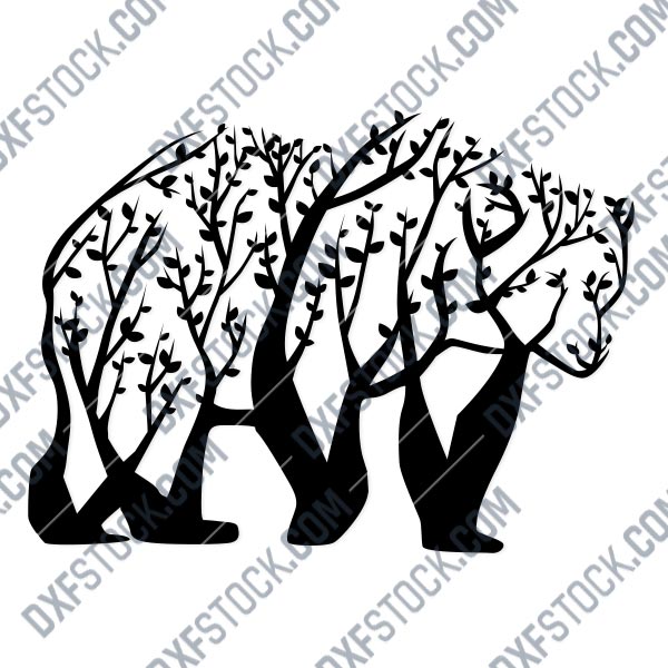 CNC Vector DXF-CDR Bear Eagle Vector DXF of PLASMA Laser Cut AI 