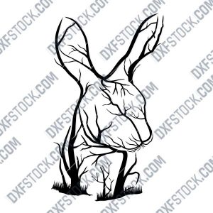 Rabbit Tree Art Vector Design file - DXF SVG EPS AI CDR