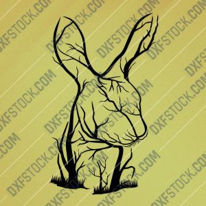 Rabbit Tree Art Vector Design file - DXF SVG EPS AI CDR