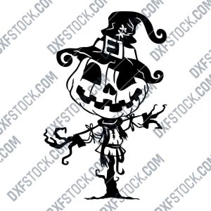 Pumpkin Scarecrow Art Vector Design file - DXF SVG EPS AI CDR