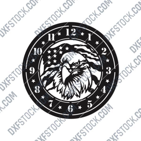 American Eagle Wall Clock Design files - DXF SVG EPS AI CDR