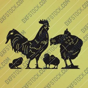Chicken set vector design files - DXF SVG EPS AI CDR