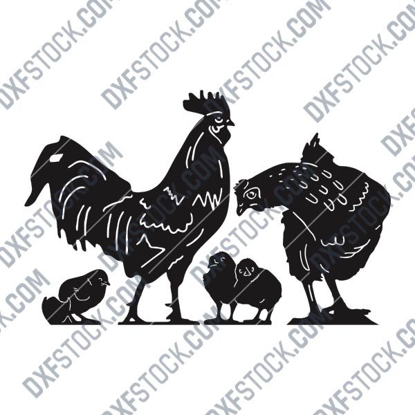 Chicken set vector design files - DXF SVG EPS AI CDR