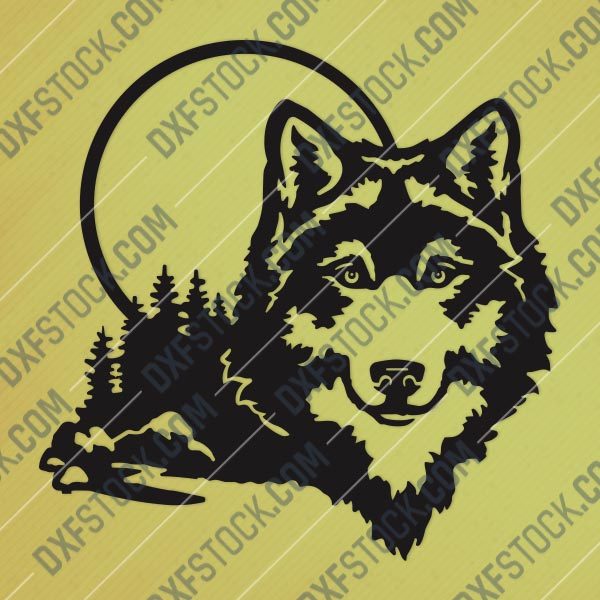 Moonlight Wolf Wall Art Vector Design file - SVG DXF EPS PNG