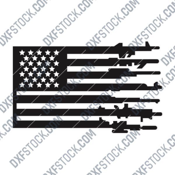 Patriotic USA Flag American Vector Design files - DXF SVG EPS AI CDR P226