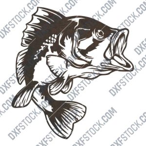 Bass Fish Facing Right – DXF SVG EPS AI CDR