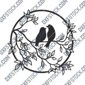 Birds on a branch - DXF SVG EPS AI CDR