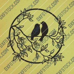 Birds on a branch - DXF SVG EPS AI CDR