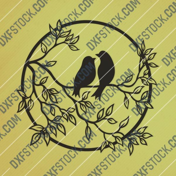 Birds on a branch - DXF SVG EPS AI CDR