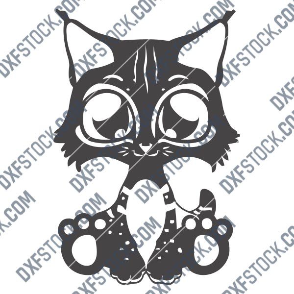 Cute cat design files – DXF SVG EPS AI CDR