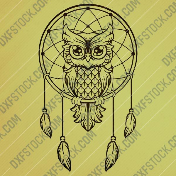 Owl dream catcher design files - DXF SVG EPS AI CDR