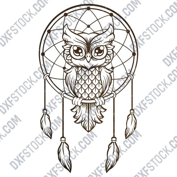 Owl dream catcher design files - DXF SVG EPS AI CDR