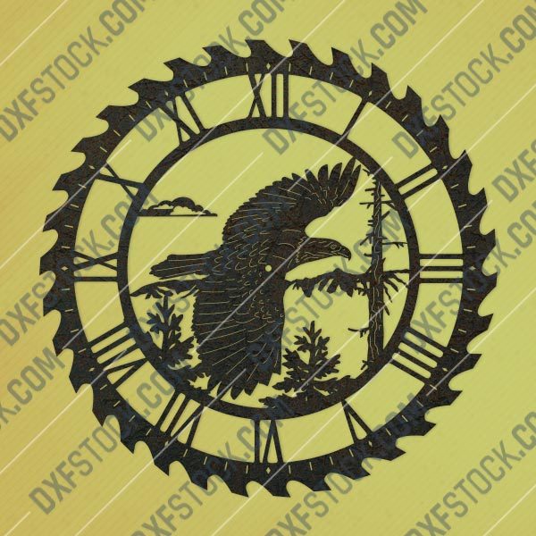 Eagle wall clock vector design file - DXF SVG EPS AI CDR