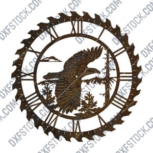 Eagle wall clock vector design file - DXF SVG EPS AI CDR