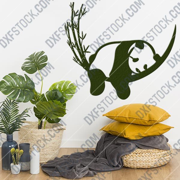 Resting Panda and Bamboo design files – SVG DXF EPS PNG