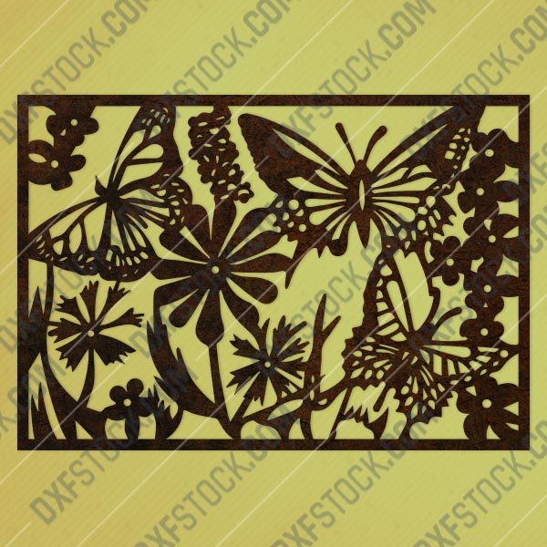 Butterfly flowers wall decoration design files - DXF SVG EPS AI CDR