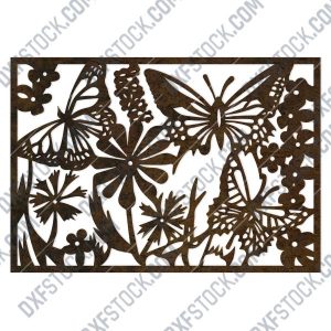 Butterfly flowers wall decoration design files - DXF SVG EPS AI CDR