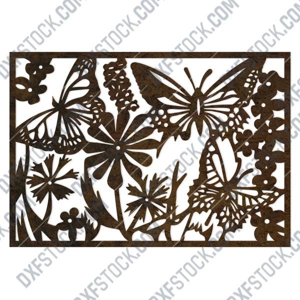 Butterfly flowers wall decoration design files - DXF SVG EPS AI CDR