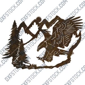 Eagle and pine tree vector decoration design files - DXF SVG EPS AI CDR