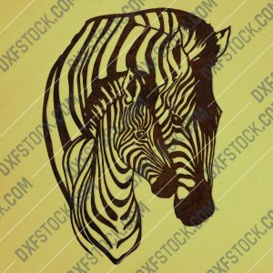 Zebra mother and child vector decoration design files - DXF SVG EPS AI CDR