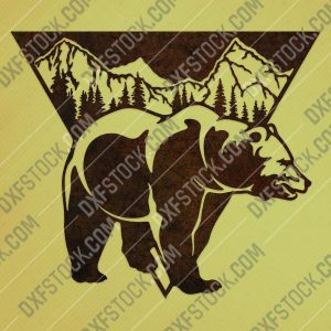 Bear triangle mountain tree pine design files - DXF SVG EPS AI CDR