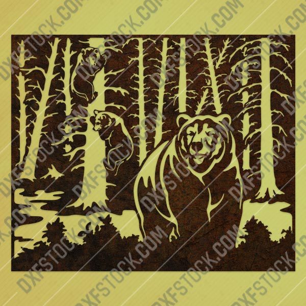 Bears in trees design files - DXF SVG EPS AI CDR