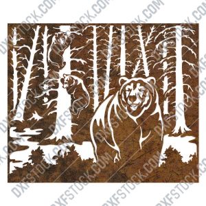 Bears in trees design files - DXF SVG EPS AI CDR