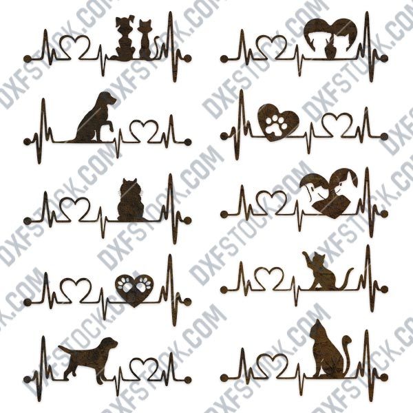 Heartbeat vector design files - DXF SVG EPS AI CDR