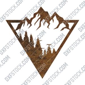 Triangle mountain tree pine design files - DXF SVG EPS AI CDR