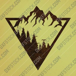 Triangle mountain tree pine design files - DXF SVG EPS AI CDR