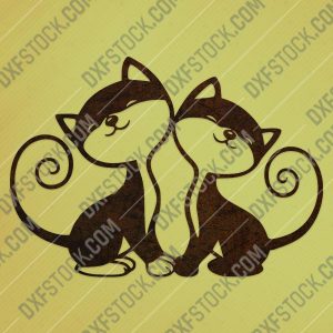 Two cats vector design files - DXF SVG EPS AI CDR
