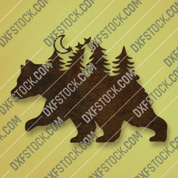 Bear in the woods design files - DXF SVG EPS AI CDR