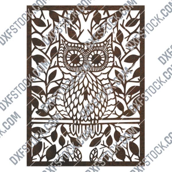 Owl leaves design files - DXF SVG EPS AI CDR