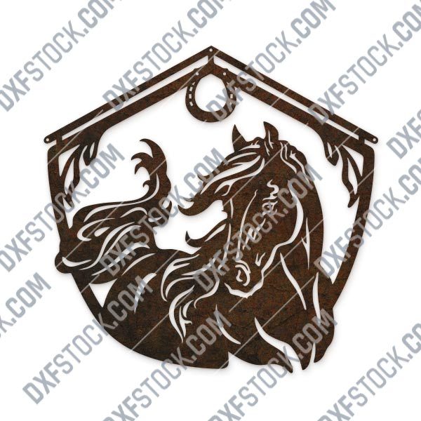 Horse and barn sign vector design files - DXF SVG EPS AI CDR