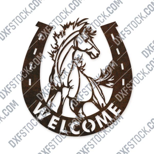 Horseshoe welcome vector design files – DXF SVG EPS AI CDR