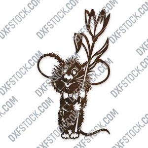 Mouse with flower vector design files - SVG DXF EPS AI CDR