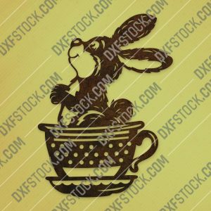 Cute bunny cup rabbit design files - DXF SVG EPS AI CDR